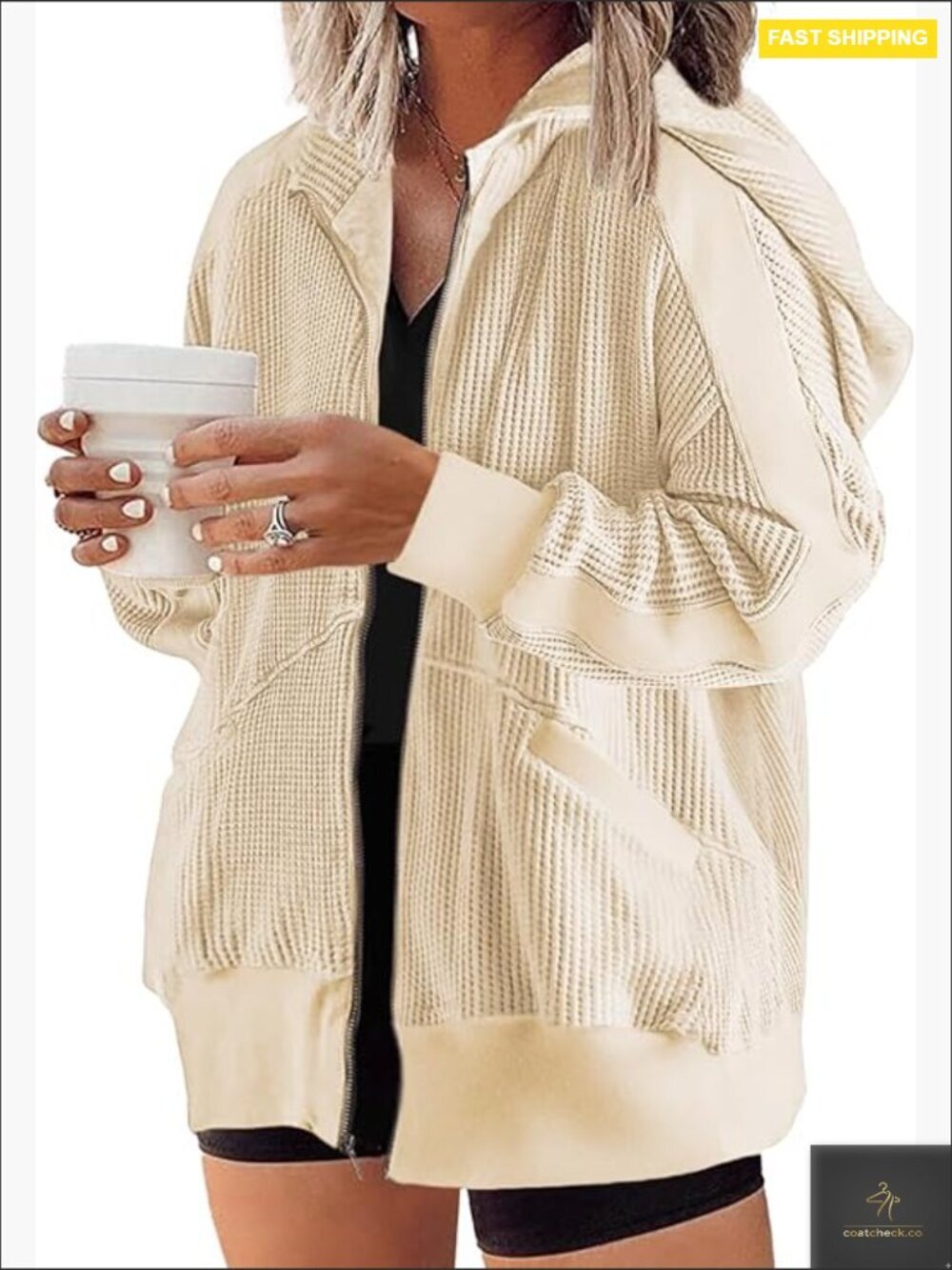 Plus Size Zip Up Hoodie Oversized Long Sleeve Sweatshirt Jacket with Pockets